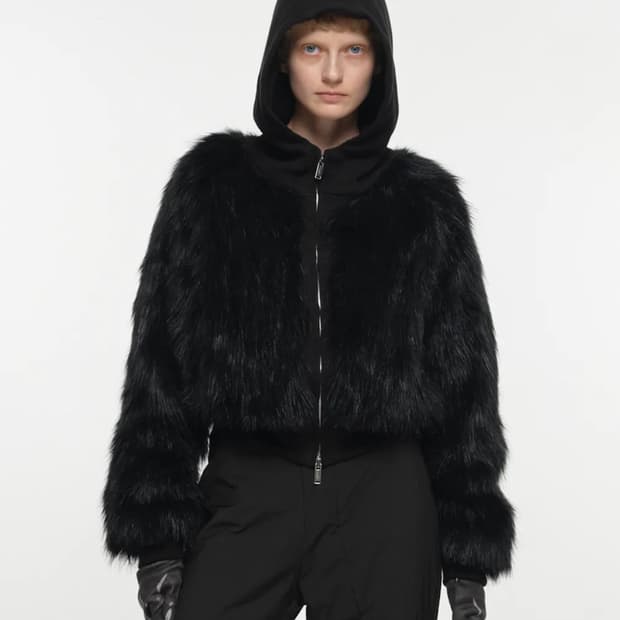 Nache 후디 크롭 퍼자켓 블랙 