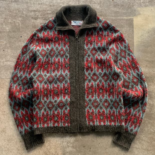 70s 로버트 브루스 Fleecemoor 아크릴 집업 카디건