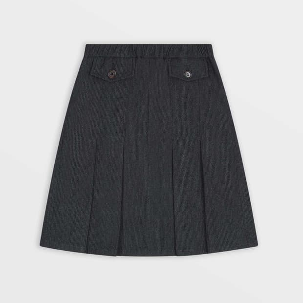 사파리스팟 Two Button Pleats Wool Skirt Black