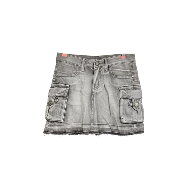 그레이 워싱 카고 스커트