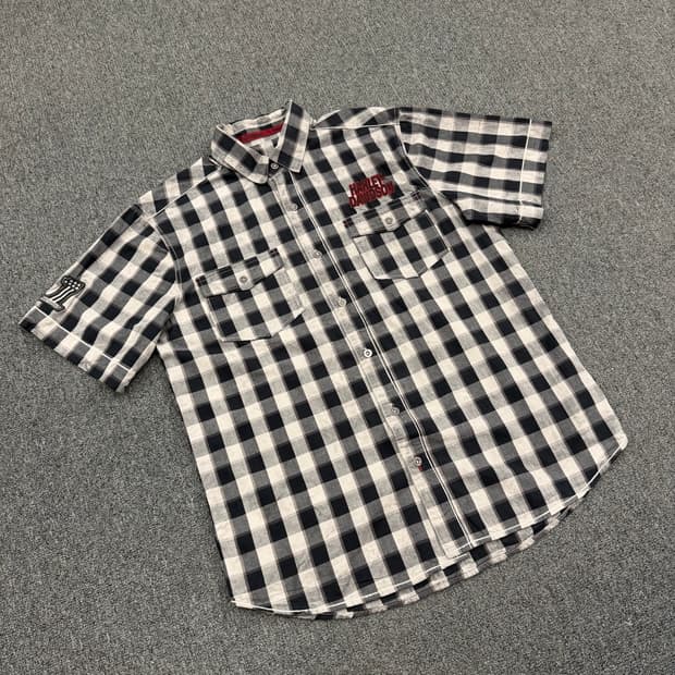 L) 할리데이비슨 빈티지 체크 반팔 셔츠