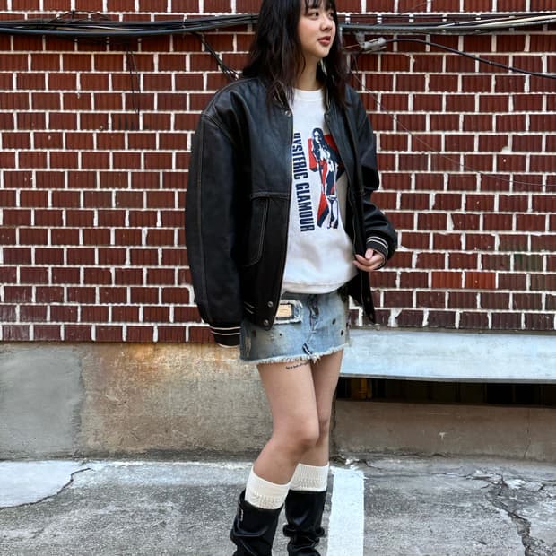 CARLO PALAZZI 레더 봄버자켓 히스테릭 롱슬리브 돌체 스커트