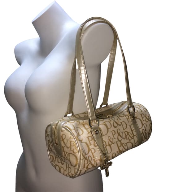 핑키앤다이안 글리터 로고 숄더백 아이보리 골드 갸루 y2k