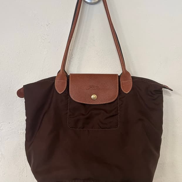 롱샴 르 플리아쥬 숄더백 브라운