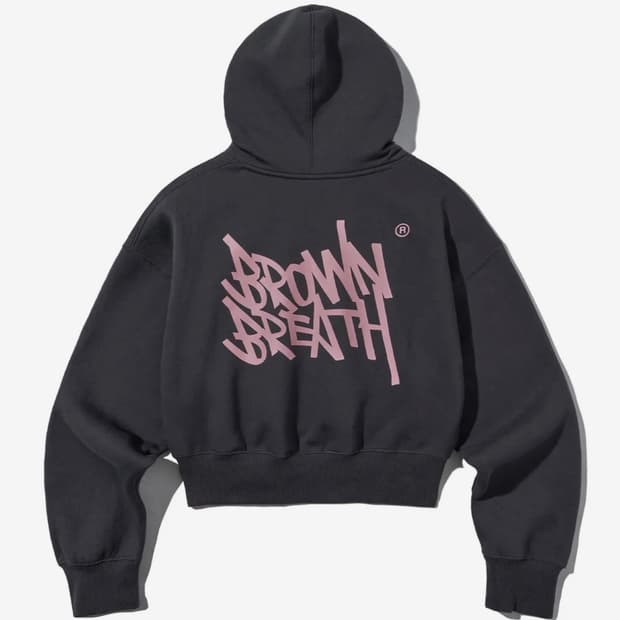 W TAG CROP HOODIE - CHARCOAL