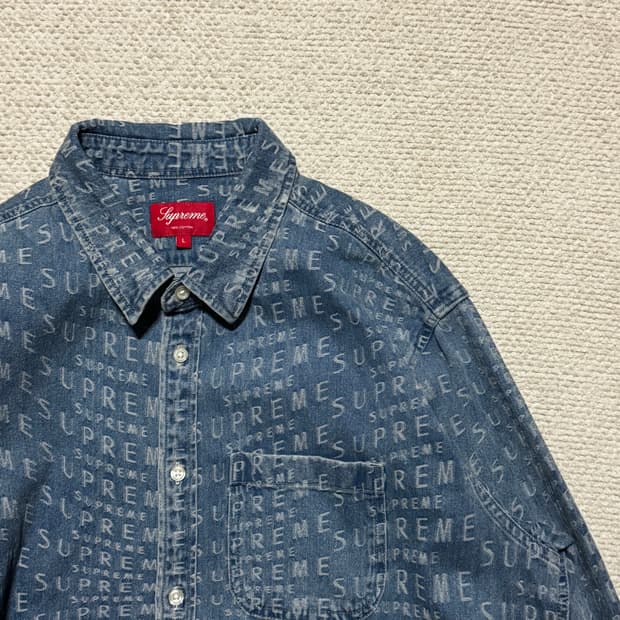 Supreme 수프림 자카드 데님 셔츠 L