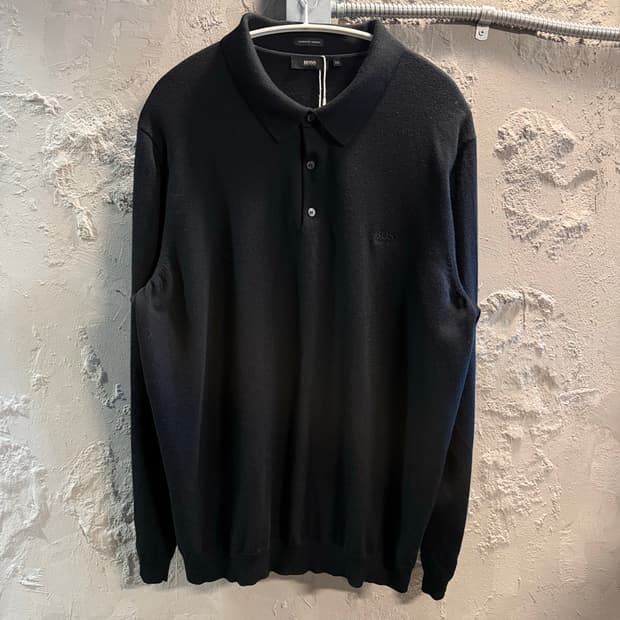 휴고보스 BOSS 엑스트라파인 메리노 울 니트 폴로 블랙 XXL
