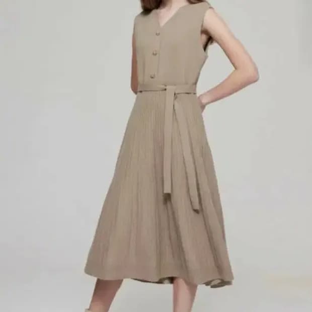 한섬 마인 울 100% 니트 플리츠 롱 원피스 (상태최상) 55