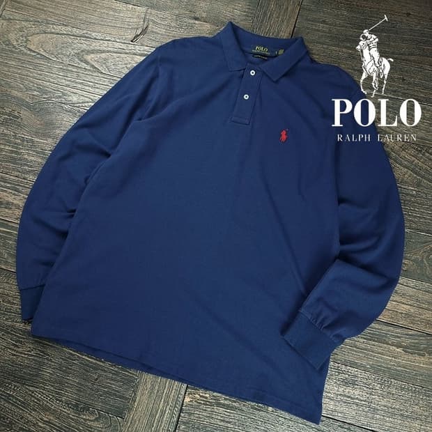 [폴로 랄프로렌] 포니 로고 자수 긴팔 카라티 네이비 M20117