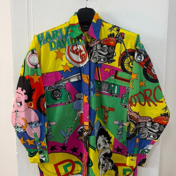 베르사체 진 쿠튀르 베티붑 할리데이비슨 프린트 셔츠 