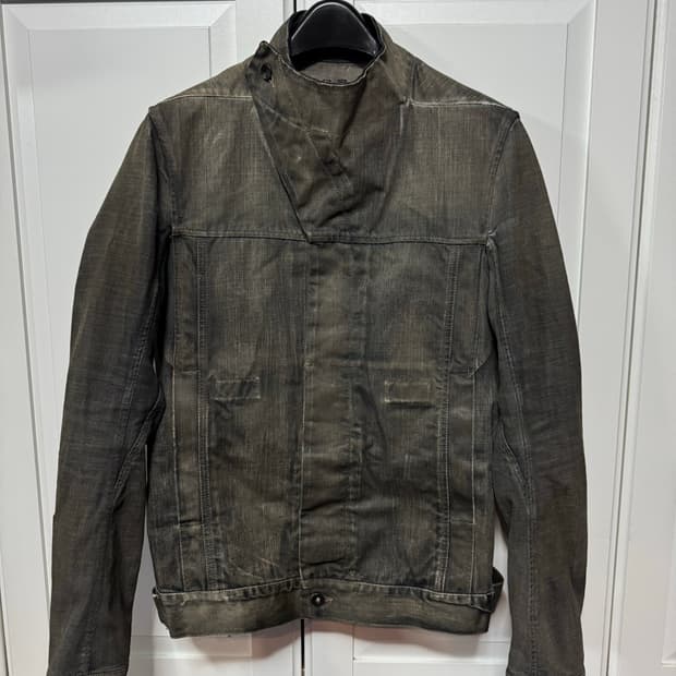 릭오웬스 슬레이브 코팅 데님 자켓 L