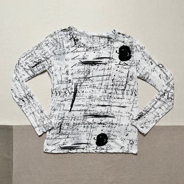 요지야마모토 드로잉 시스루 롱슬리브 티셔츠 yohji yamamoto 