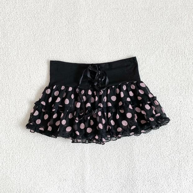 히메갸루 블랙x베이비핑크 미니 캉캉 스커트