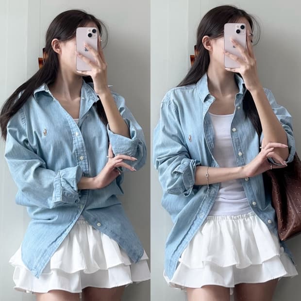 폴로 샴브레이 셔츠 