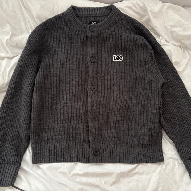Lee 남녀공용 오버핏 가디건 (차콜)