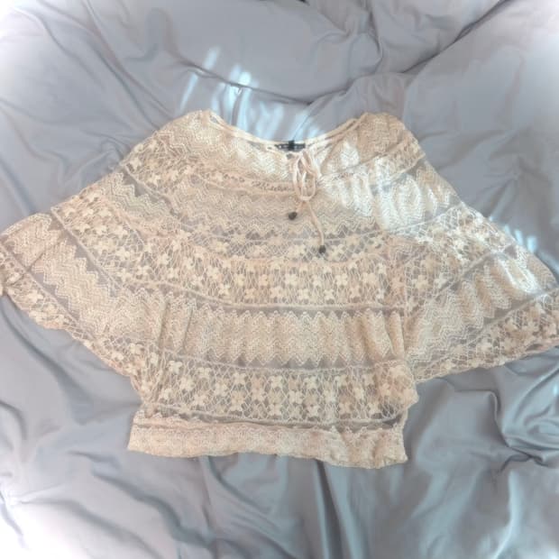 빈티지 코랄 레이스 가오리핏 크로셰 니트 모리걸 아오이유우 스즈코 하구미