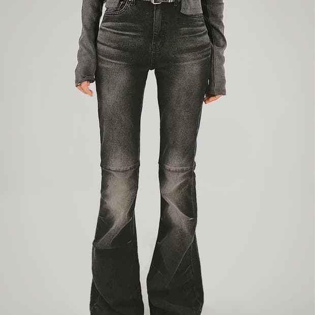 Ootj 셔링 부츠컷 롱팬츠 S