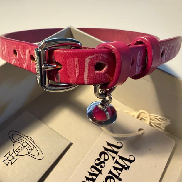 비비안웨스트우드 브리스톨 레더 초커 핑크