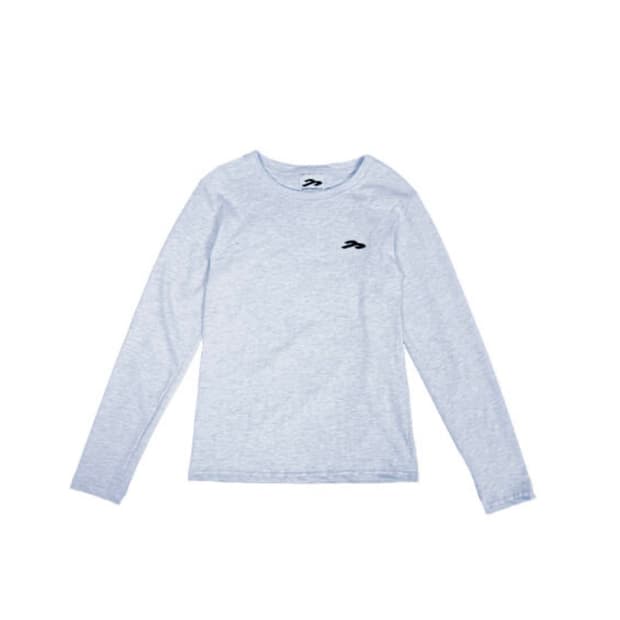 혼 아플리케 배색 롱슬리브 스카이 블루