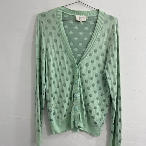 laura ashley mint dot cardigan