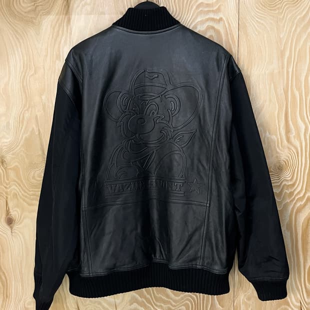 Vaziie 스포츠 카우보이 베어 나일론/레더 램스킨 레더 자켓