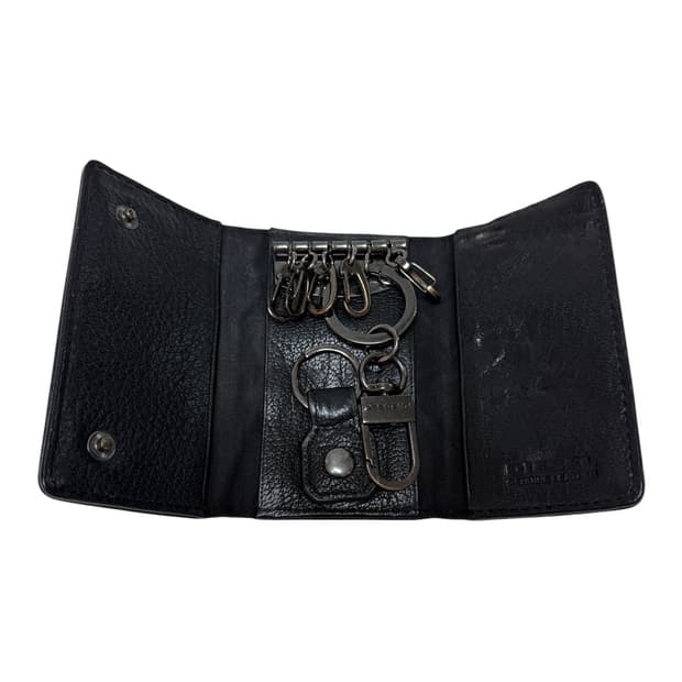 디젤 블랙 메탈 로고 6링 가죽 키케이스 