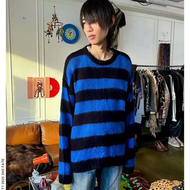 JPN Vintage Blue Kurt Cobain Hairy Knit