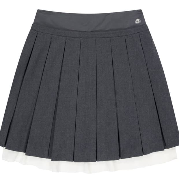 더블 웨이스티드 플리츠 스커트 그레이 1size