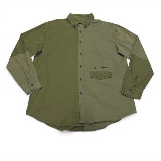 M 브라운브레스 카키 투톤 포켓 워크셔츠