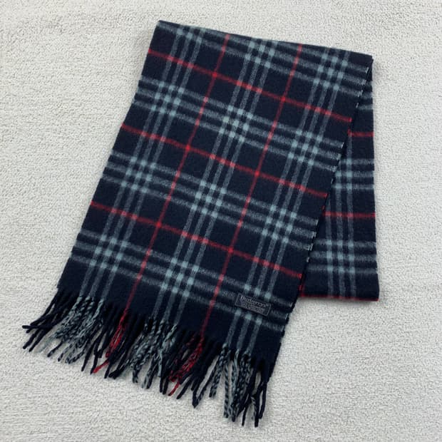 버버리 네이비 노바체크 캐시미어 머플러 스카프 목도리