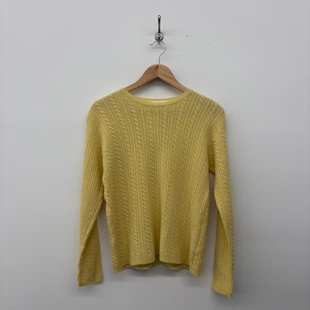 브룩스브라더스 옐로우 꽈배기 니트 스웨터 여m