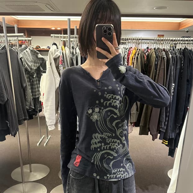 M)Japanese vintage 오리엔탈 패턴 롱슬리브