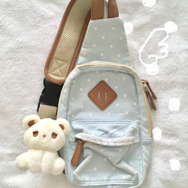 헤이세이 페일블루 도트 슬링백 백팩 물방울무늬 갸루 조지후쿠 핀터레스트
