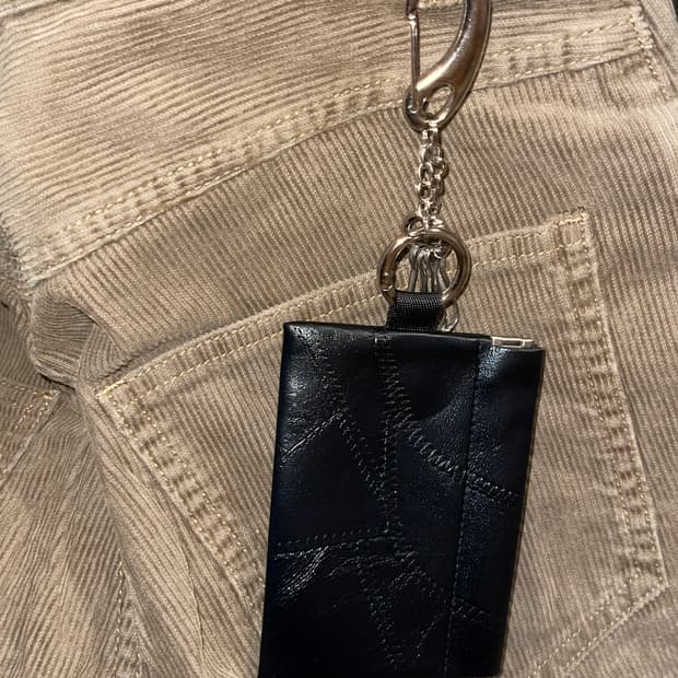 뱀피 가죽 키링 미니 지갑 자석 카드지갑