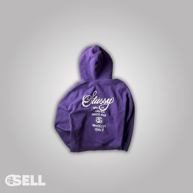 스투시 월드투어 퍼플 후드티