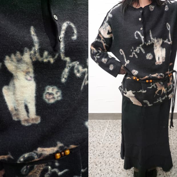 animal printing black knit