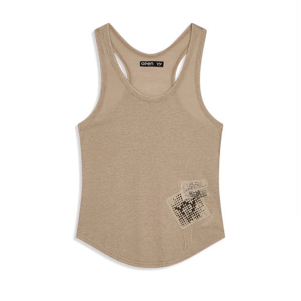 Open YY PATCH LOUNGE SLEEVELESS, BEIGE