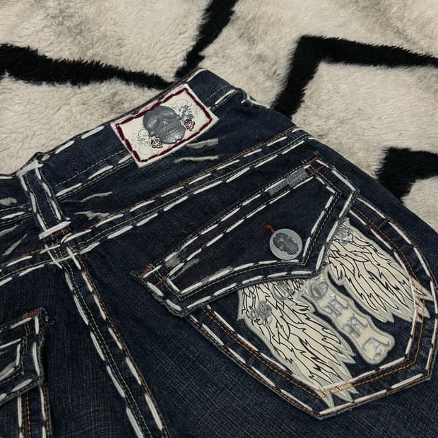 [31]라구나비치 스티치 자수 데님팬츠