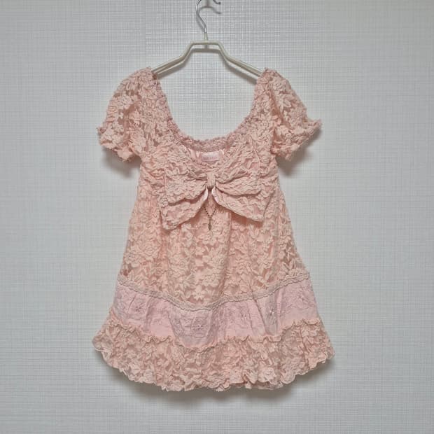 리즈리사 히메갸루 초고전템 핑크레이스 리본튜닉