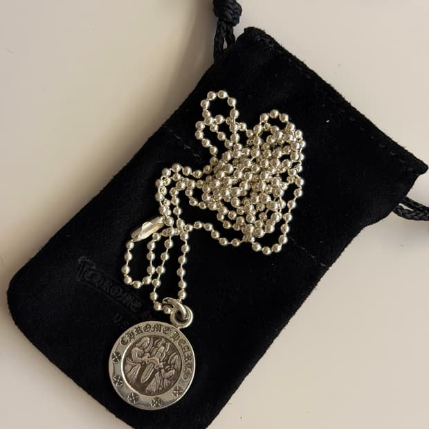 [OS] 크롬하츠 실버 엔젤 메달 펜던트 참 + 볼체인 새제품