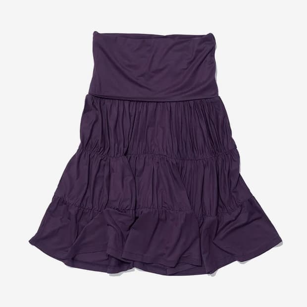 파르티멘토 우먼 저지 셔링 티어드 미디 스커트 (미드나잇 플럼)