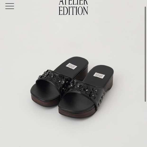 아뜰리에 에디션 Flowers Platform Slides (black)