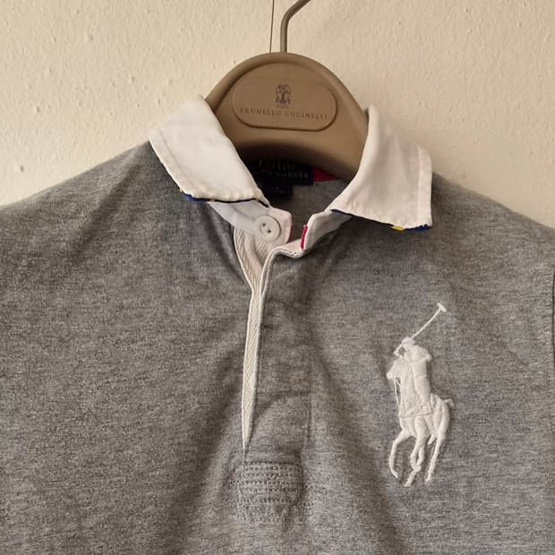 폴로랄프로렌 키즈 그레이 PK카라긴팔티셔츠 7T사이즈