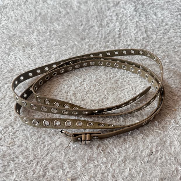 빈티지 카키 모리 롱벨트