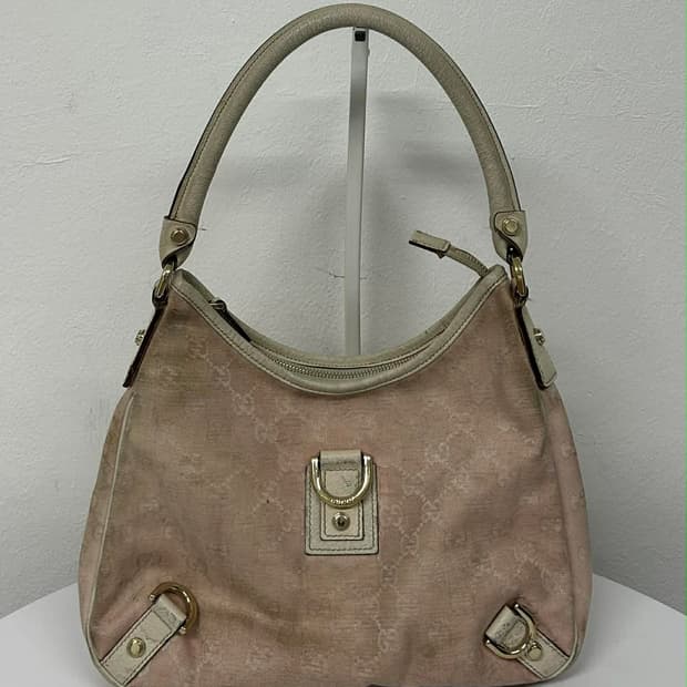 구찌 빈티지 GG 캔버스 핑크 호보백 숄더 토트백