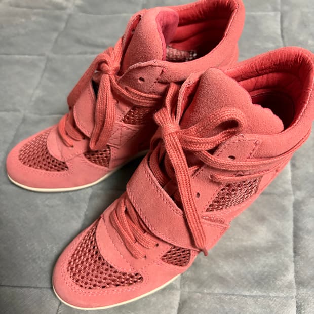 Ash 아쉬 딸기우유 하이탑 매쉬 웨지 스니커즈