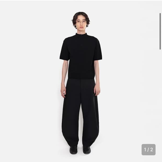 아모멘토 하프 집업 니트, 블랙m