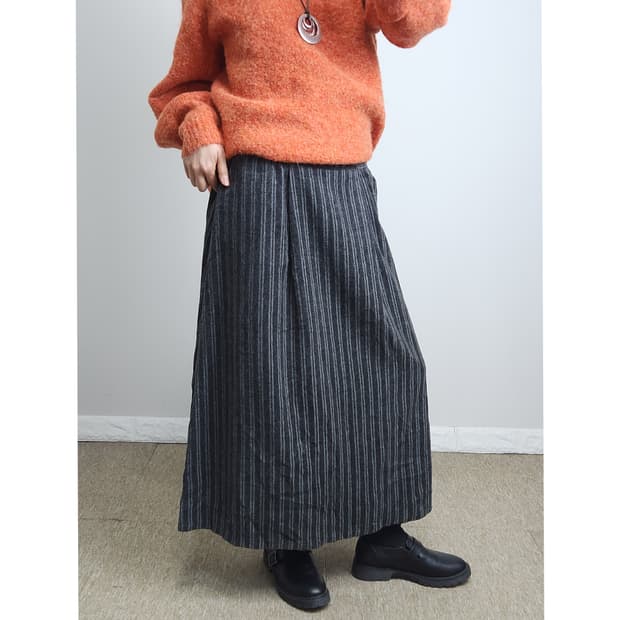 스트라이프 롱 스커트