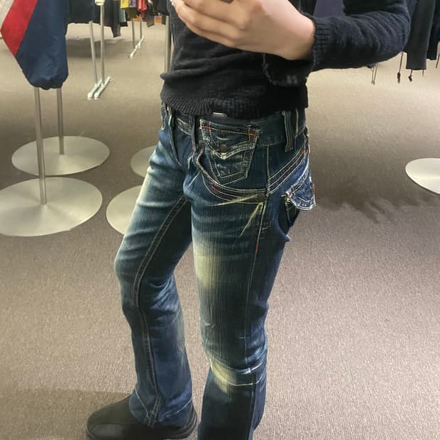 27)레드페퍼 빈티지 Y2K 자수 데님팬츠