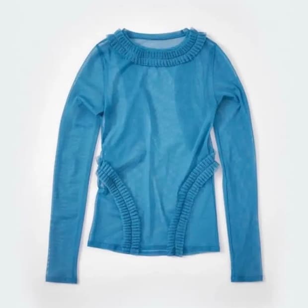 울리카 플리츠탑 블루 s사이즈 택달린 새상품 ulika